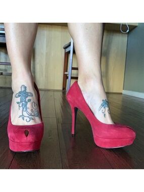 Red Peeptoe Platform Pumps